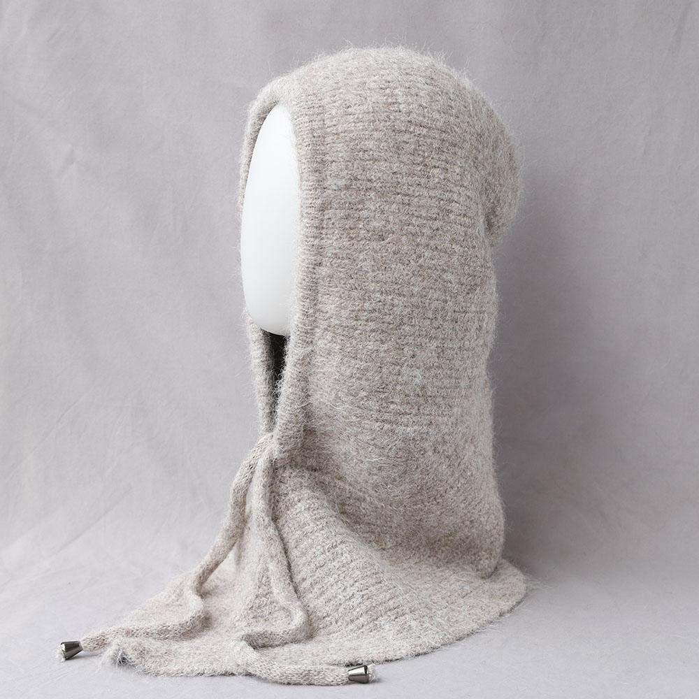 Unisex 100%Wool Knitted Balaclava Winter Ear Face Neck Protect One-Piece Scarf Hat Soft Warm Hooded Beanies Twist False Collar