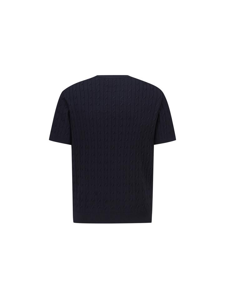 ZIOZIA Men'S Washable Miracle Cable Short Sleeve Sweater_Navy