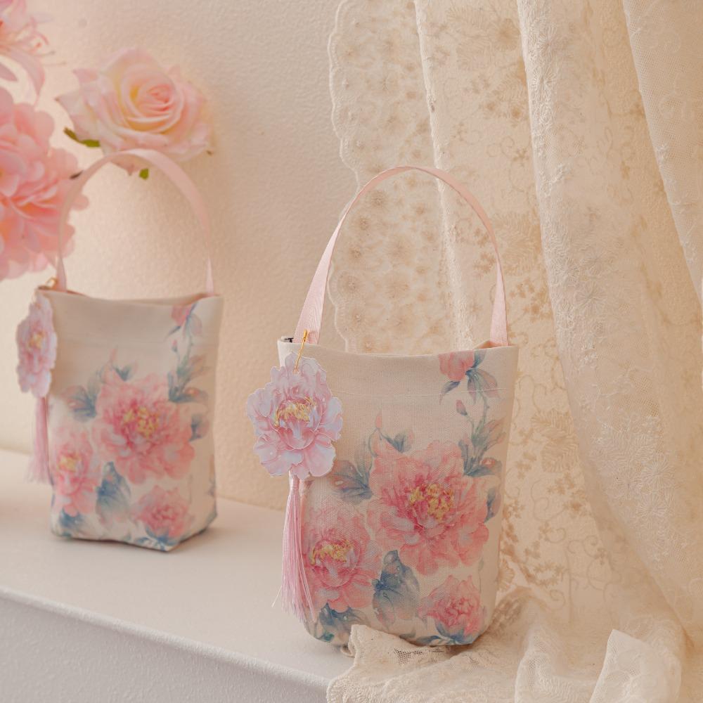 Temperament Chinese Style Handbag Printing Wedding Candy Bag Flower Tassel Wrist Bag  Festival