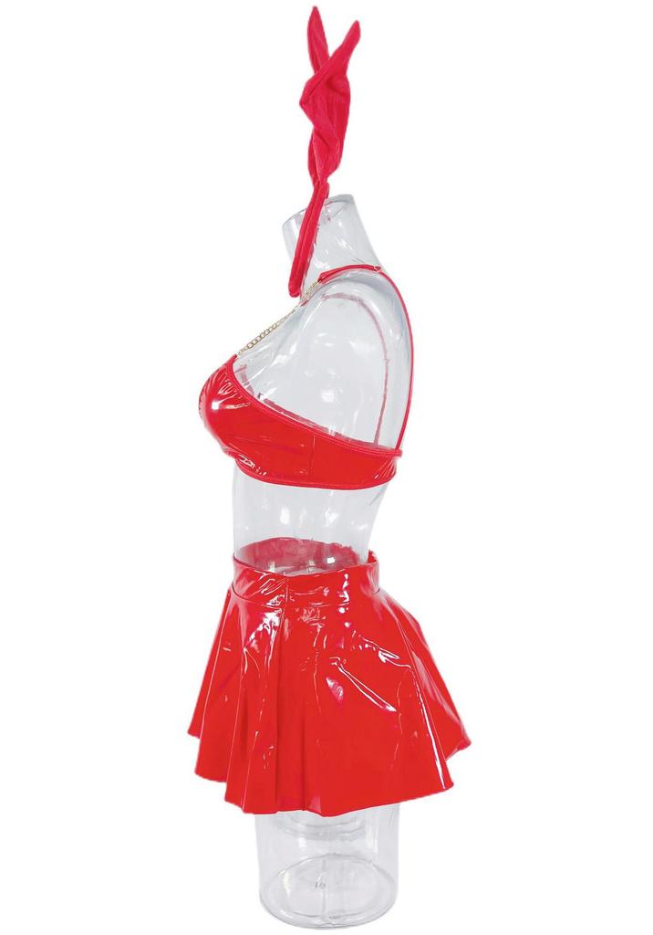 European Patent Leather Bunny Girl Costume Set: Nightclub Role-Playing Erotic Lingerie