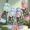 1PC Mountain Sunset Outdoor Badge Print 750ml Color Plastic Sports Water Bottle Leakproof Flip Straw Lid Suitable for Sports Office Home Use