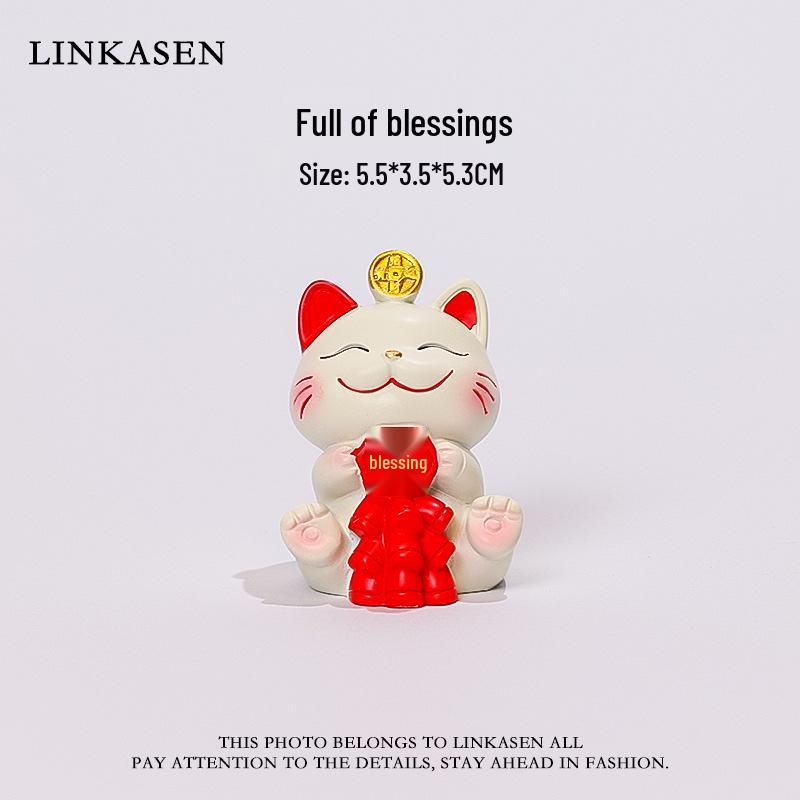 Cute Cartoon Lucky Cat Resin Ornament - 2025 Creative Office & Desktop Decor