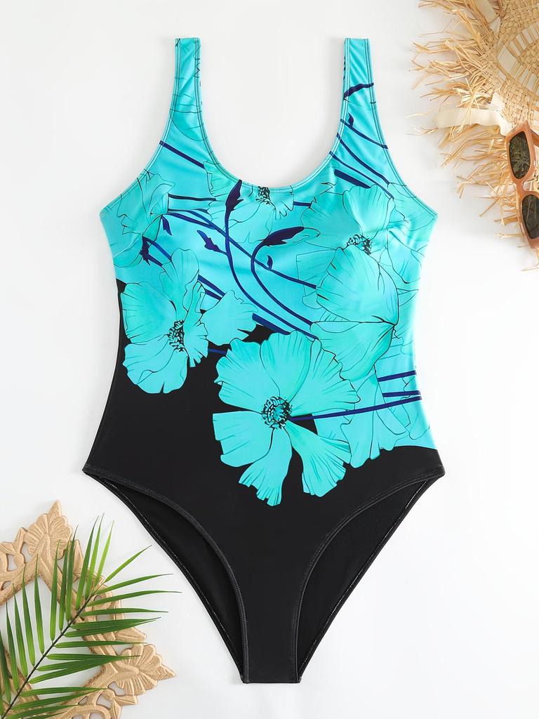 Sommer Damen Blumen Digitaldruck Einteiler Badeanzug