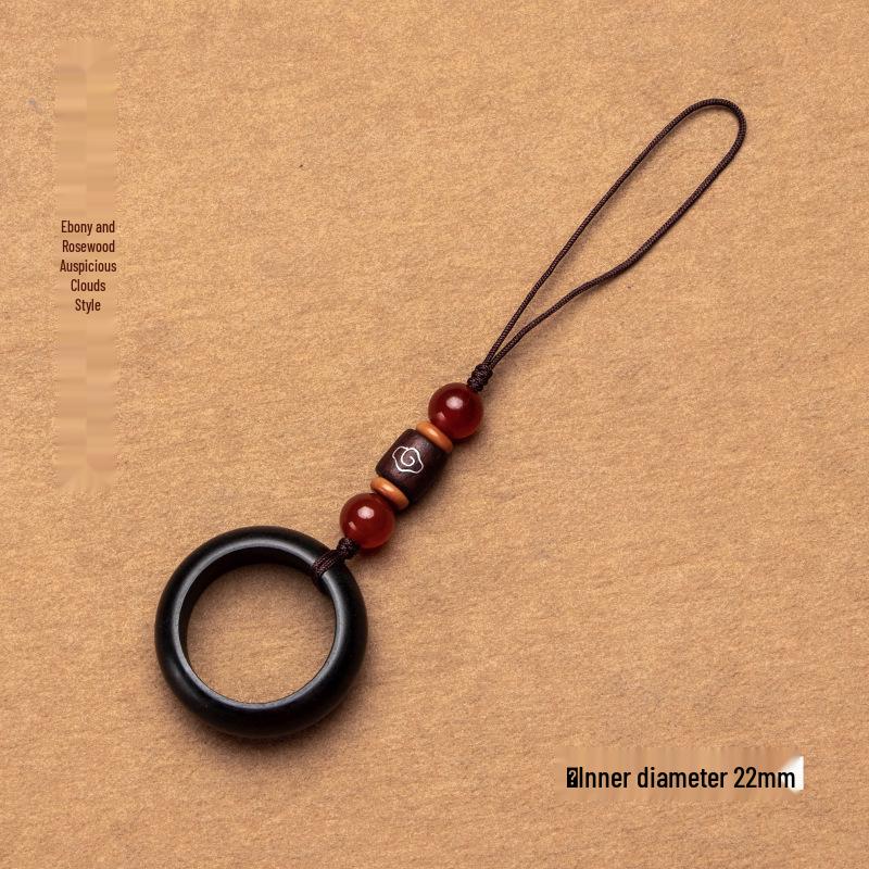 Lin Jing Sandalwood Phone Lanyard & Keychain: Black & Purple Sandalwood, Anti-Lost, USB Drive, Bag Pendant for Men & Women.