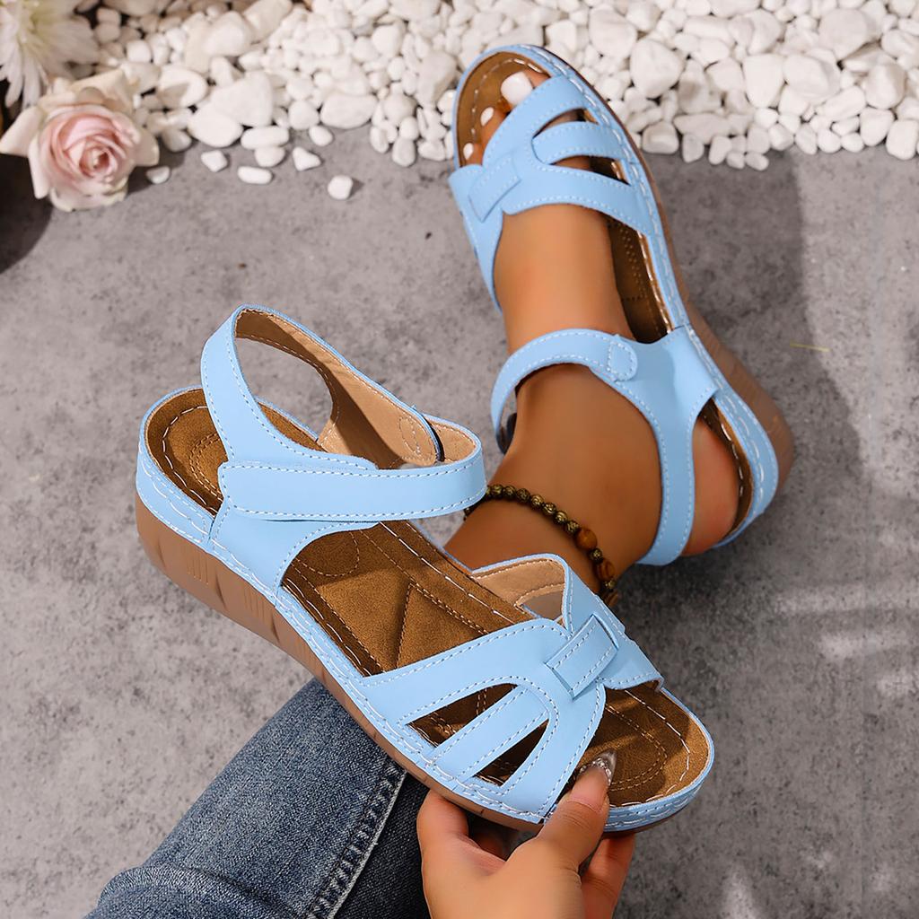 Women'S Wedge Sandals Stylish And Comfortable Lightweight With Straps Ergonomic Cork Wedge Sole Studded Sandal Flat Sandalias
