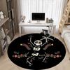 1pc Skeletal Flowers Office Round Area Rug,  Mat Suitable For Office, Under Office Chairs Bedroom Living Room Home Decor, Room Deco