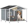 Dog House Weatherproof Elevated Dog House Made of Wood with Asphalt Roof, Terrace, for Medium-Sized Dogs 103x107x83.5cm Grey