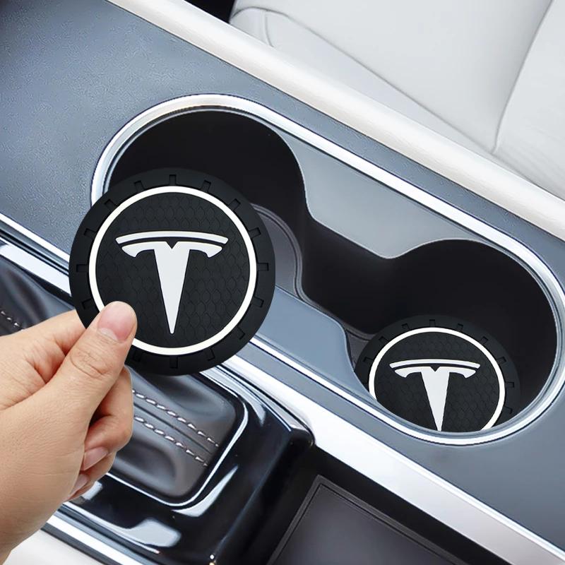 Car Cup Mat Anti-slip Bottle Holder Coasters Car Accessories For Tesla Model 3 Model S Model X Y Roadster Performance