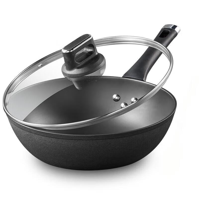 COOKER KING 30cm Nitride Cast Iron Flat Bottom Wok