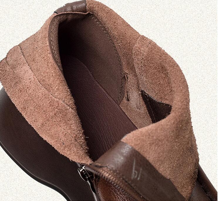 Fashion GKTINOO Women Motorcycle Boots Genuine Leather 2025 New Zip Thick Soled Women Shoes Casual Handmade Retro Short Platform Boots
