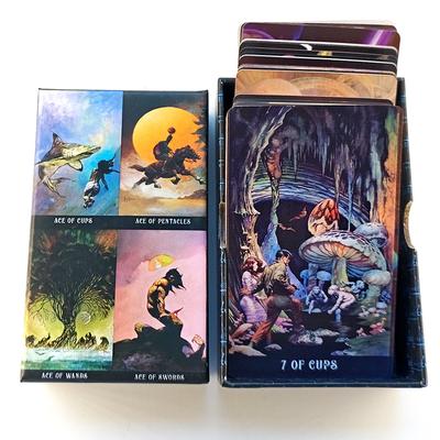 12*7cm Frazetta Fantasy Tarot w sztywnym pudełku 80 szt. kart dedykowanych Frankowi Frazettcie drukowanych na dwustronnie tłoczonym kartonie 350GSM