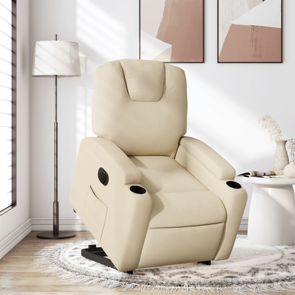 Electric Recliner Chair with Rising Function Cream Fabric