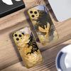 Golden Flowers And Phoenixes For IPhone 16 Pro Max 15 P Ro 14 M Ax 13 Plus 12 Mini 11 XS Max XR Golden Tempered Glass Phone Case