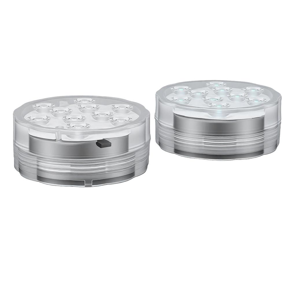 2PCS LED Pool Lights with Remote Control Suction Cup Colorful Submersible Light for Aquarium Fish Tank Vase Base