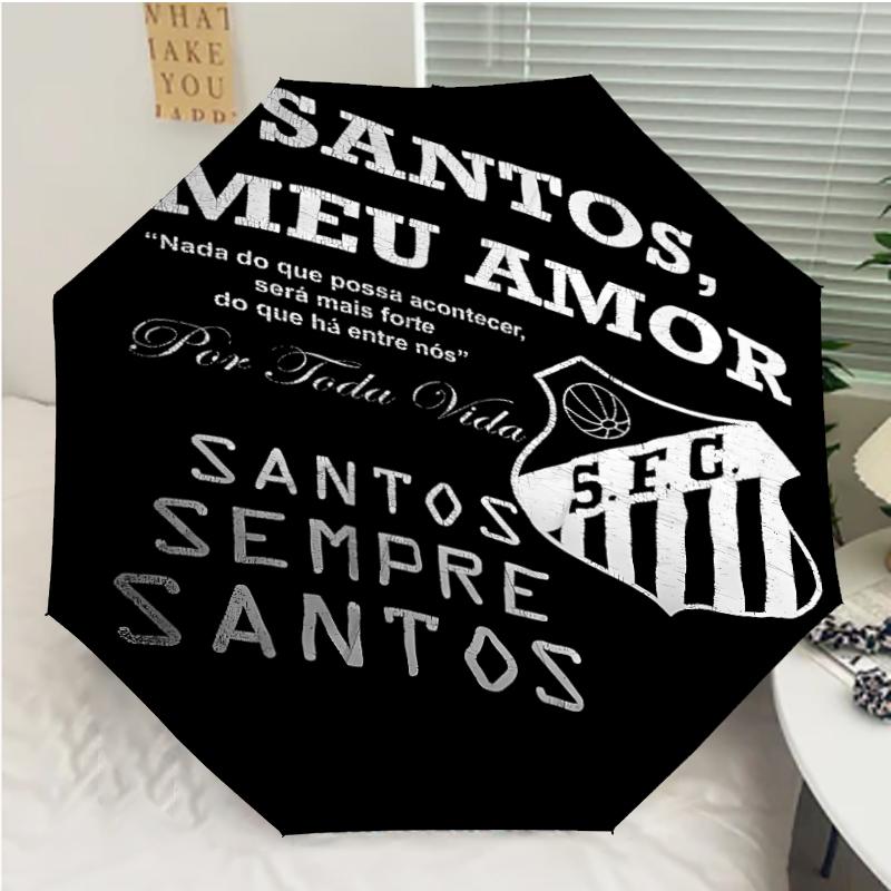 Santos SFC Logo Print Automatic Umbrella, 8 Rib Iron Frame, Plastic Handle, Suitable for Outdoor Travel &Daily , Ideal Gift