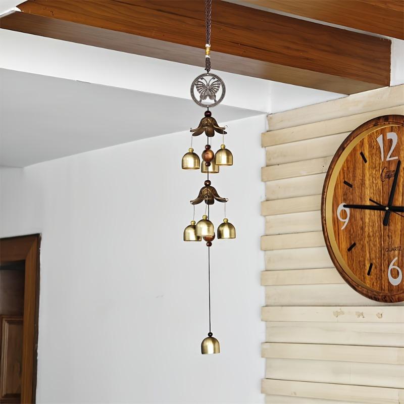 Double Metal Bell Pendant Wind Chime Brass Color Bell Hanging Decoration Suitable for Home Patio Wall Hanging Gift for Friend
