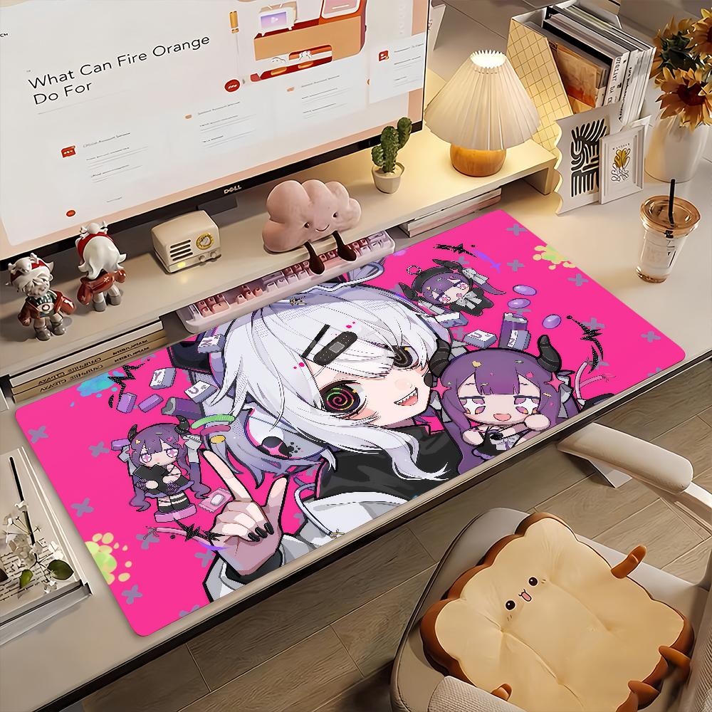 Gaming Mouse Pad Large Desk Mat Antislip Base Stitched Edges Pink Neon Anime Girl Print Keyboard Pad for Gamer Home Office