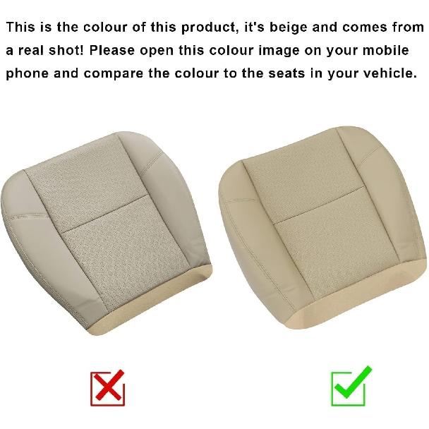 GXARTS Light Tan #333 313 Driver or Passenger Side Bottom Perforated Leather Seat Cover Fit for Chevy Tahoe Suburban GMC Sierra Yukon 2007-2014 Fit