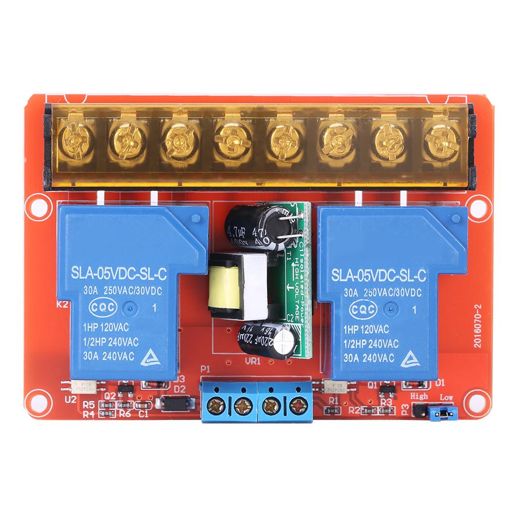 AC100V-30A Hochleistungs-2-Kanal-Relais DC5V High-Low-Level-Triggerschaltermodul