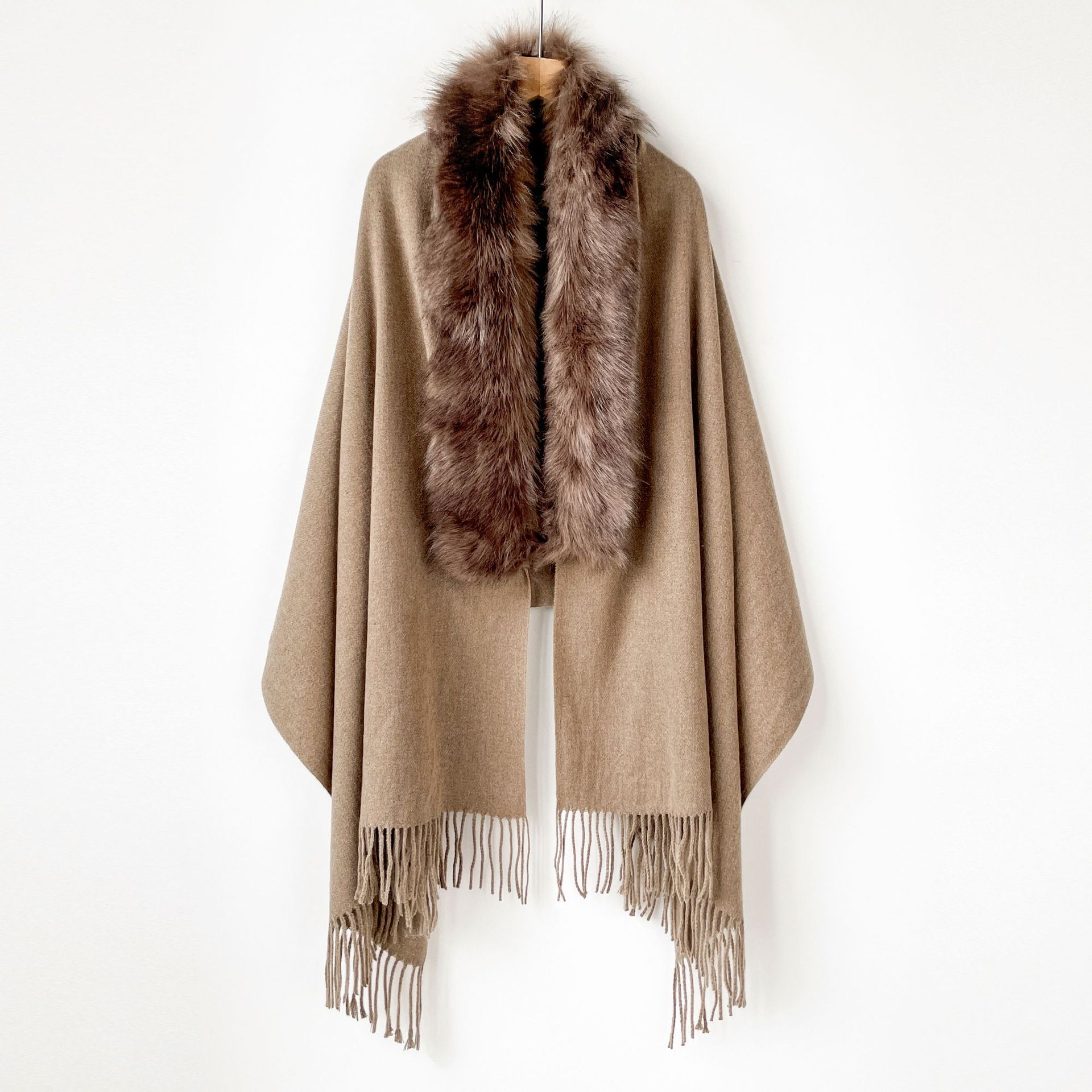 

Осенне-зимний шарф из лисьего меха, женский шарф в клетку из имитации кашемира, высококачественная универсальная зимняя теплая шаль