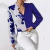 Women's Long Sleeve V-neck Printed Slim Shirt