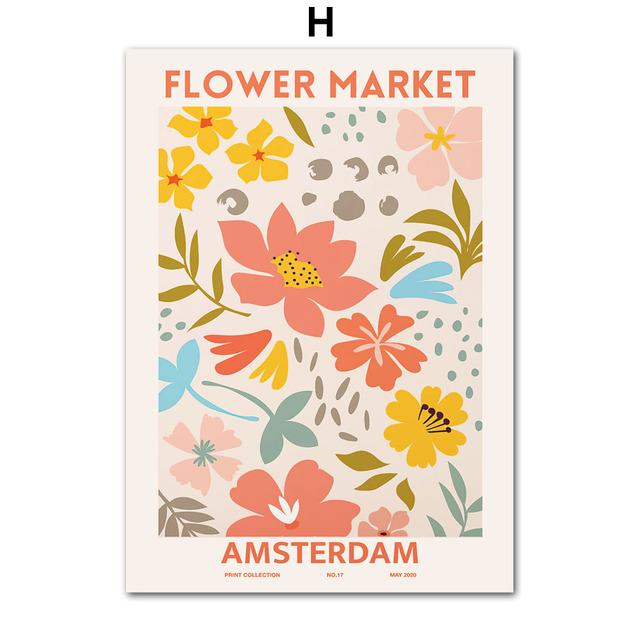 Abstract Las Flores Athens London Flower Market Wall Art CanvasPosters  Painting And Prints Wall Pictures For Living Room Decor