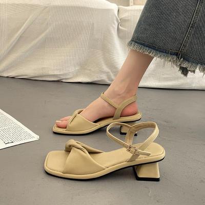 French Style With Skirt Thick Heel Sandals Women'S Summer Outer Wear Fashion Sense Korean Versatile High Heels