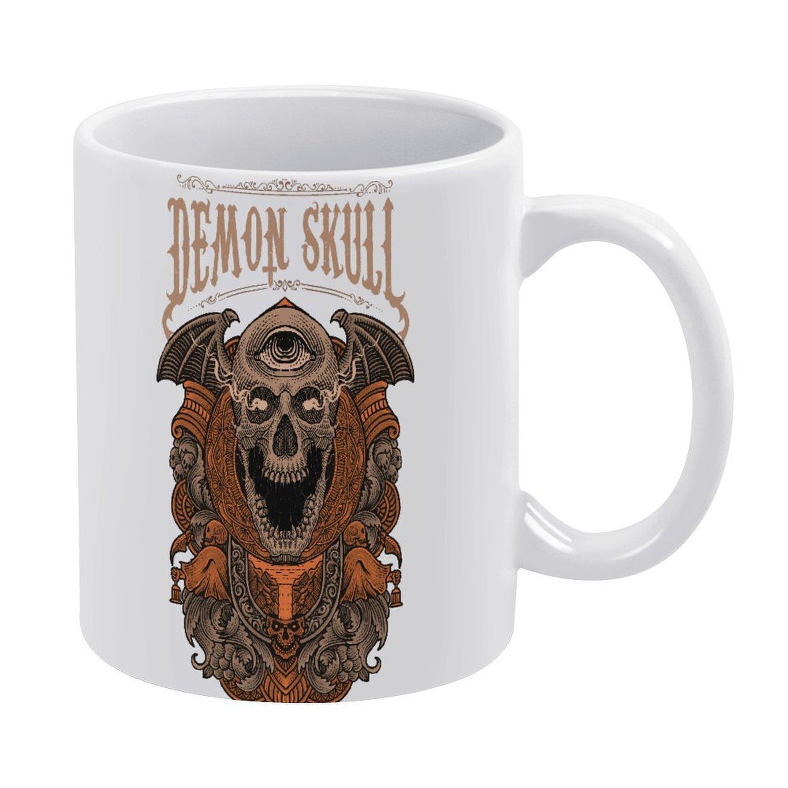 

11oz White Coffee Cup with Heat-Resistant Ceramic, Printed Sides and Simple Glossy Finish for Daily Drink Enjoyment