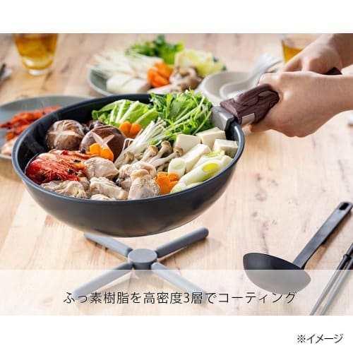 CAINZ Dishwasher-Safe Frying Pan with Detachable Handle, 26cm, Deep, Induction/Gas Compatible, Fluoroplastic Coating, Non-Stick, Teflon Platinum Plus