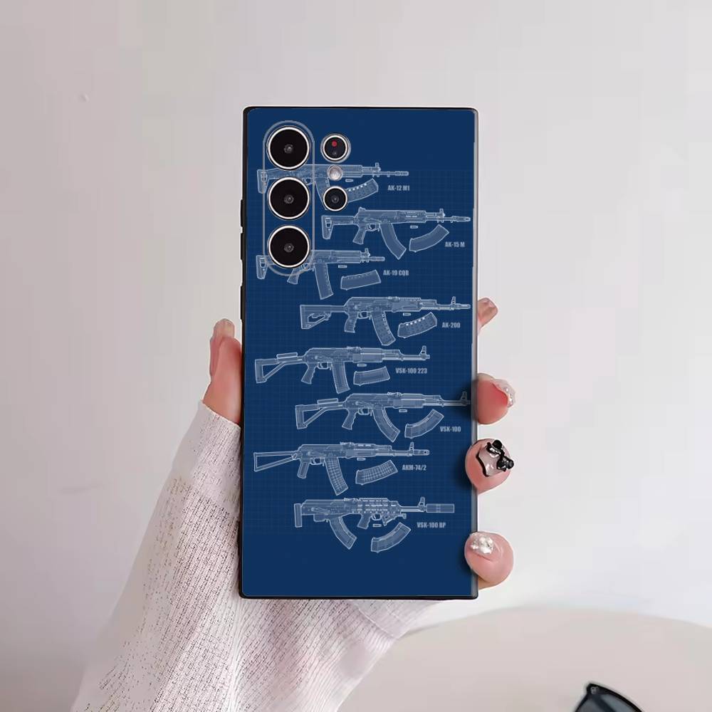 AK47 M16A4 Rifle Gun Phone Case for Samsung Galaxy S26 S25 S24 S23 S22 S21 Ultra Plus FE Cover SamsungS21FE