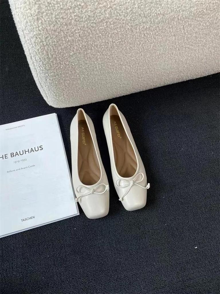 Bowtie Flat Shoes Women Ballerinas Square Toe Slip On Ballet Flats Lazy Loafers Ladies Casual Comfort Shoes 2025