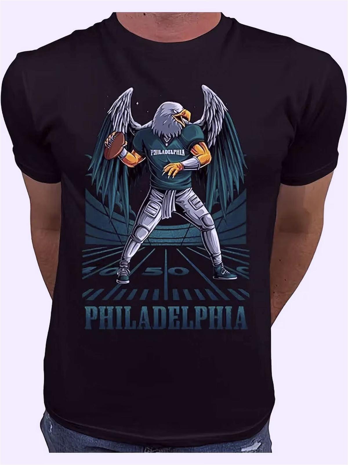 Philadelphia Eagle Graphic Plus Size T-Shirt - Bold Anthromorphic Design Featuri S