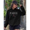 PARIS Graphic Letter Hoodies Women's Hooded Sweatshirt Pullover Top Aesthetic Y2K Street Sport Clothing Woman Hoodie PINK BLACK