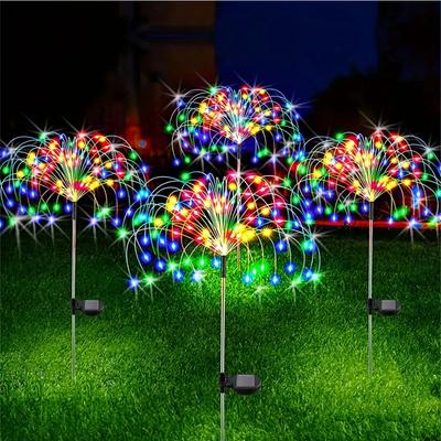 Garden Lawn Landscape Holiday Light 8 Mode Solar Powered Outdoor Grass Globe Dandelion Fireworks Lamp 90/120/150/180/200 LED For