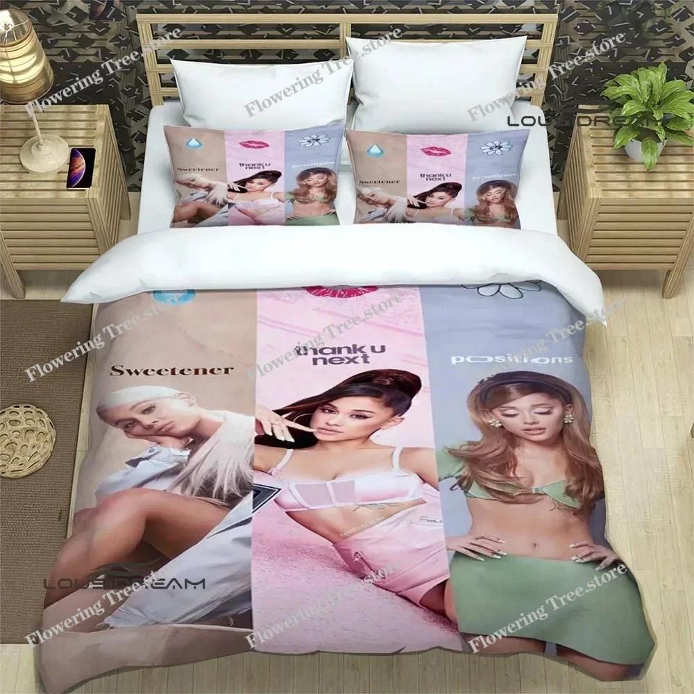 Ensembles de literie imprimés de la chanteuse Ariana Grande Ensemble exquis de fournitures de lit Housse de couette Ensemble couette Ensemble de literie Cadeau d'anniversaire de luxe