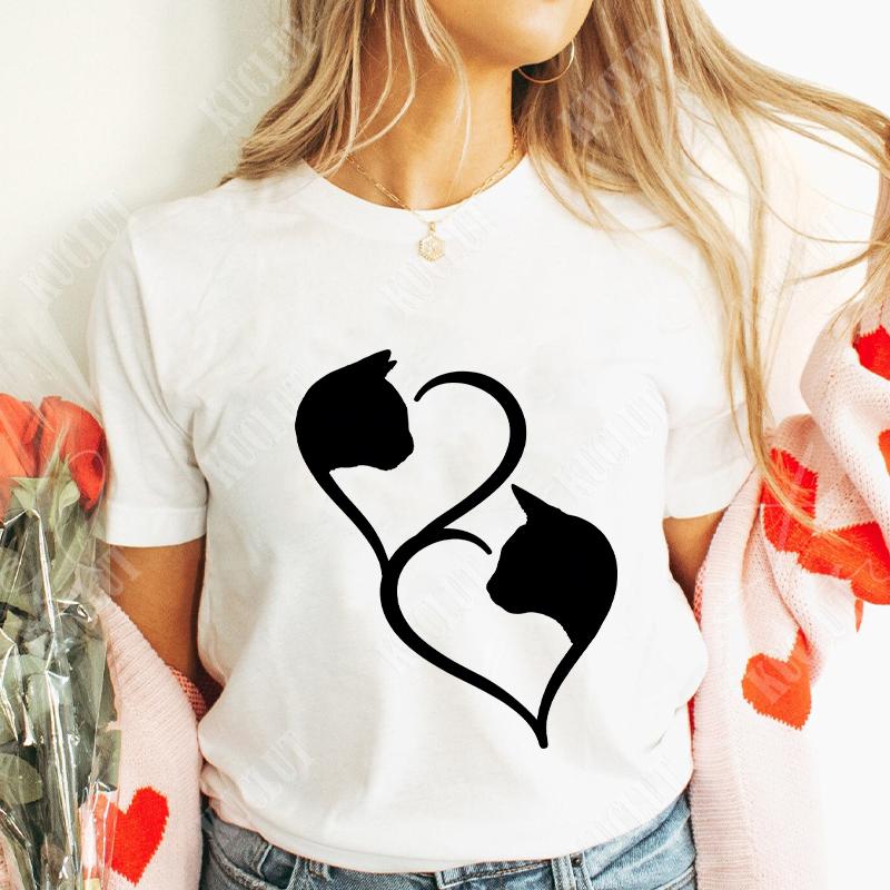 Funny Heart  Dog Paw Print Women Tshirts Fashion Summer Ladies Tshirts Short Sleeves Clothes Love Heart Fashion Casual Shirts