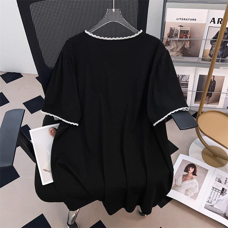 Plus Size Slimming Mid-Length Short-Sleeve T-Shirt for Women (200/300/350 jin)