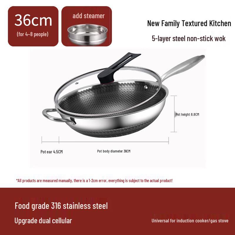 Mr. Jane 316 Stainless Steel Honeycomb Wok