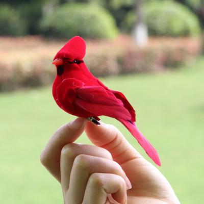 Faux Bird Fine Workmanship Home Decoration Widely Used Red Velvet Foam Artificial Feather Bird for Office