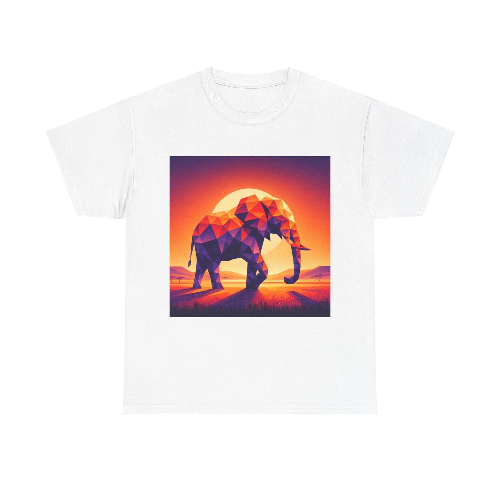 Unisex Adult T Shirt Geometric Elephant with Sunset Palette 4XL