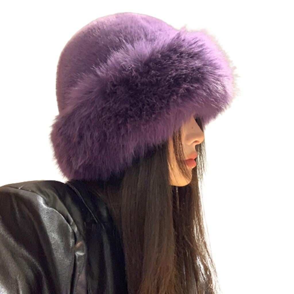 Mongolian Wide Brim Bucket Hat Winter Fisherman Hat Thicken Plush Fisherman Hat for Adult Teens Keep Warm Commute Hat