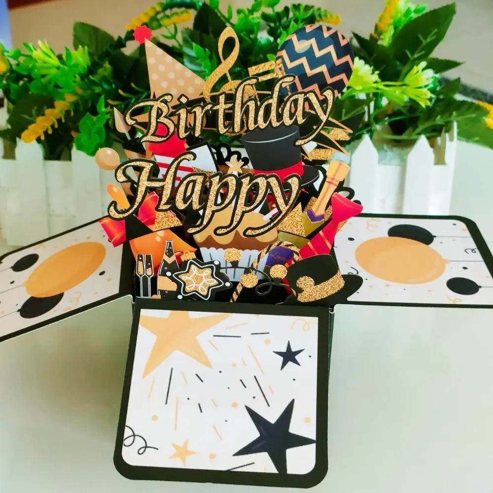 Fun Girlfriend 3D Pops-up Bouquet Gift Festical Party Decor Mothers Day Cards Thank You Cards Blessing Postcard