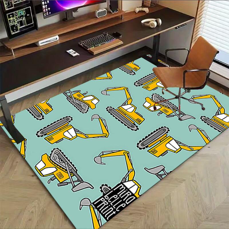 1PC Construction Vehicles Non-Slip Floor Carpet, Office, Family, Bedroom, Studio - Large Area Rug, Vibrant Colors, Longlasting Material-X407