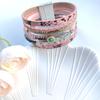 Bohemian Style Leather Bracelet with Crushed Stone and Plant Leaf Design