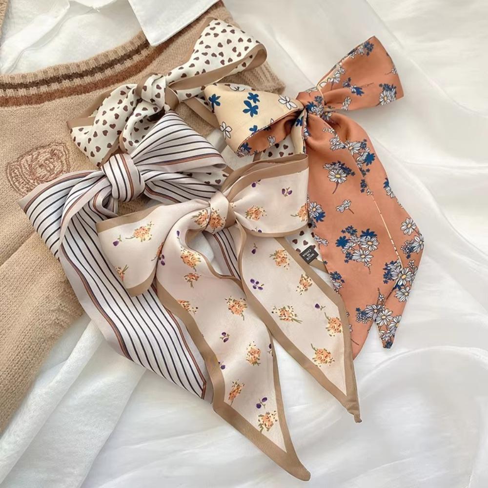 1/4pcs Hair Accessories Skinny Silk Scarf Foulard Ribbon Scarves Bag Wrist Bandana  Women Spring