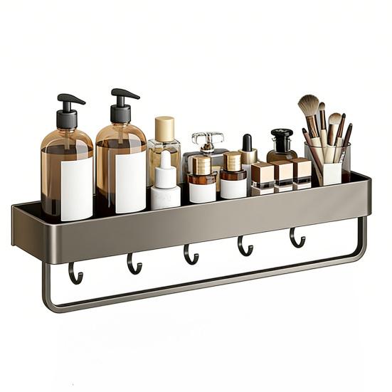 Wall-Mounted Bathroom Shelf Rustproof Aluminum Shower Caddy with Drain Holes Heavy Duty Storage Shelf for Kitchen Laundry Room