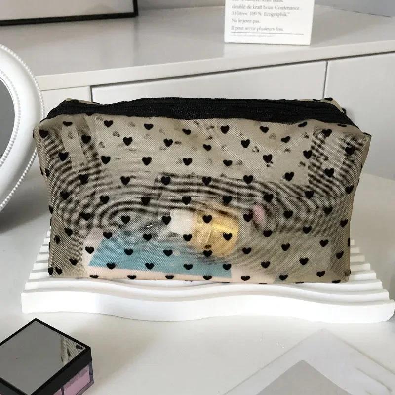 1PCS Transparent Toiletry Wash Bags Mesh Makeup Case Organizer Storage Pouch Casual Make Up Women Neceser Travel Cosmetic Bag