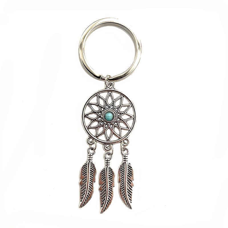 Cross-Border Dream Catcher Leaf Tassel Keychain Pendant