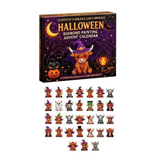 Kit Artigianale di Halloween Calendario dell'Avvento Pittura con Strass Gnomo 31 Giorni, Kit Artigianato Fai-da-te per Bomboniere Festa, Ornamenti Artistici Fatti a Mano con Strumenti per Perline