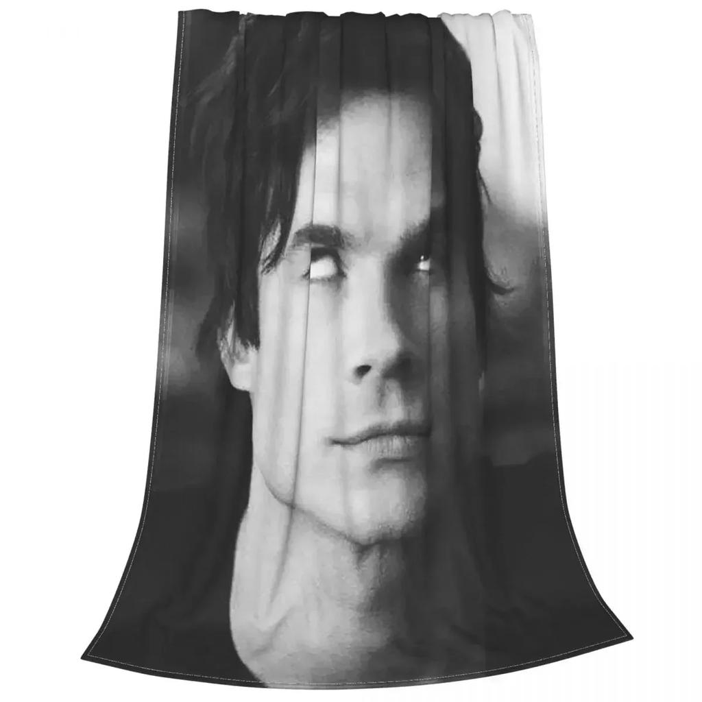 Damon Salvatore Blanket Fleece All Season The Vampire Diaries Multi-function Super Soft Throw Blanket for Home Bedroom Bedspread